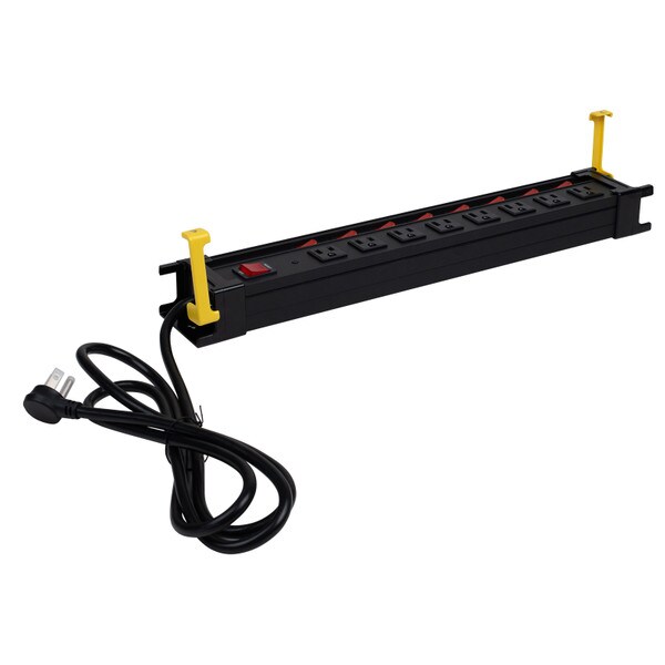 Main product image for 8-Outlet AC Surge Protection 3300 Joules Metal Power Strip Switched Outlets 6 ft Cord ETL Black125-617